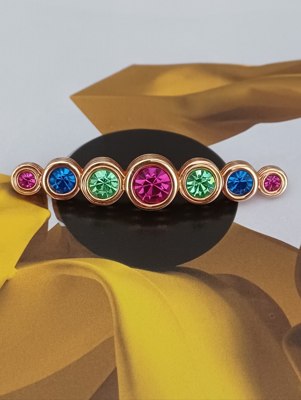Vintage Swarovski Crystal Rainbow Bar Brooch 🌈✨️